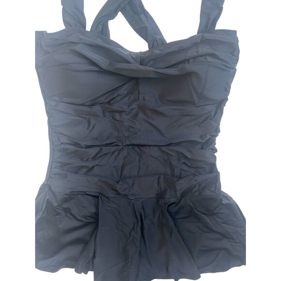 Summer Mae Women's Black Tummy Control One Piece  Lined Swim Dress Size XXL - Picture 2 of 12